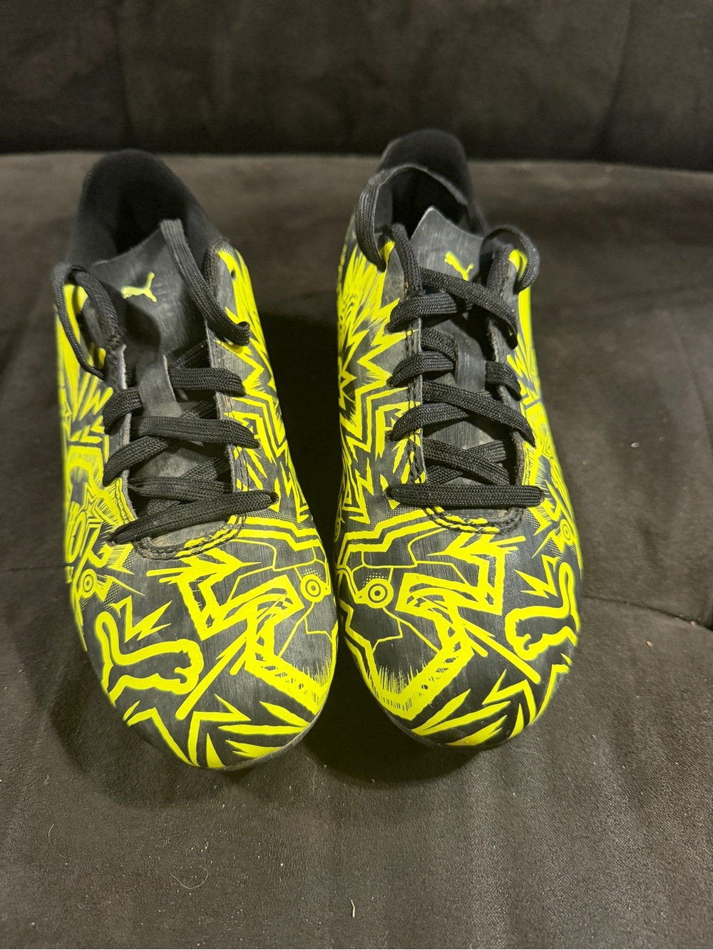 Puma and Pulisic Kids Black & Yellow Soccer Sneakers